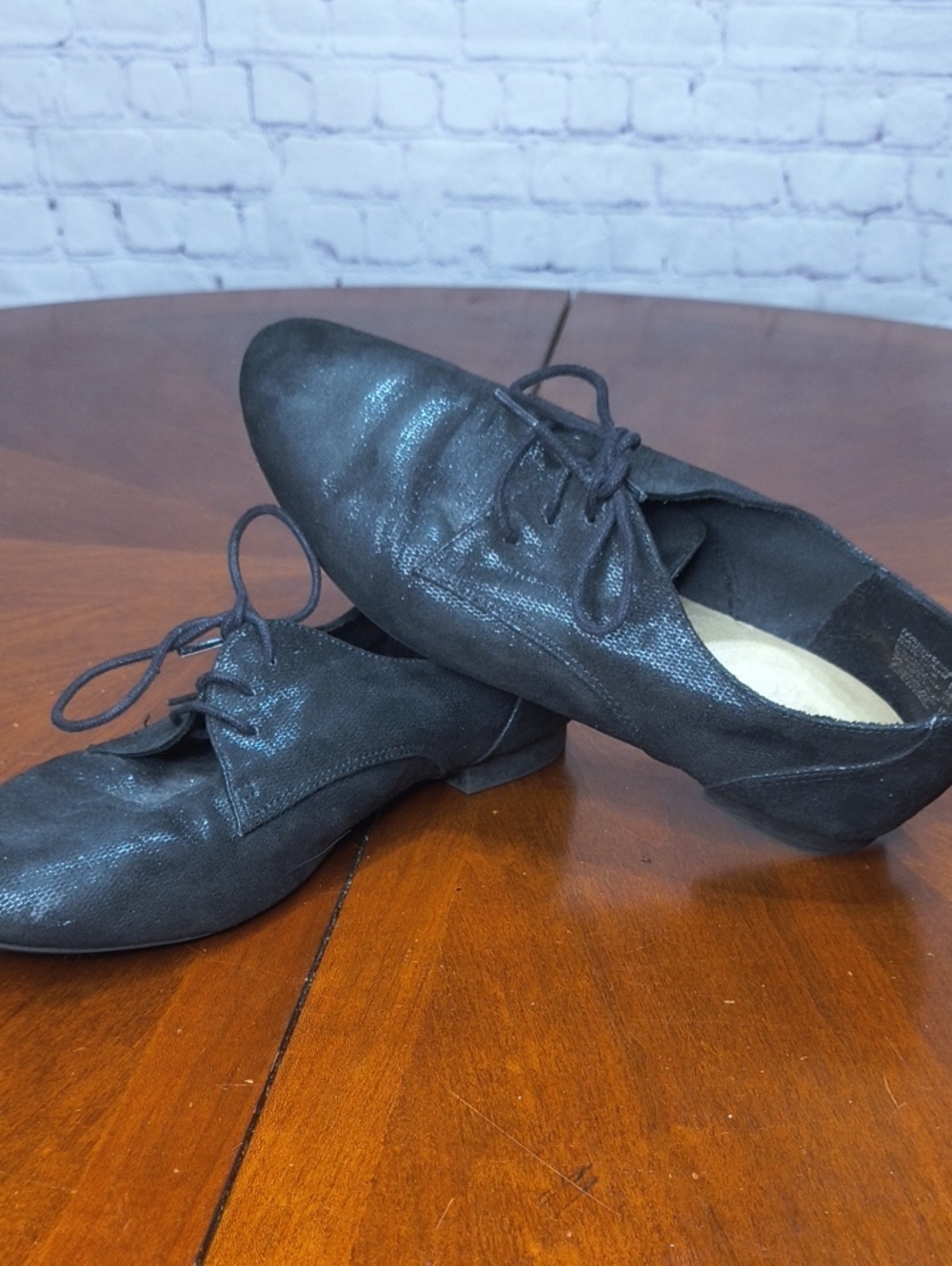 American Eagle Outfitters Black Lace-Up Oxford Flats Size 7.5 AC